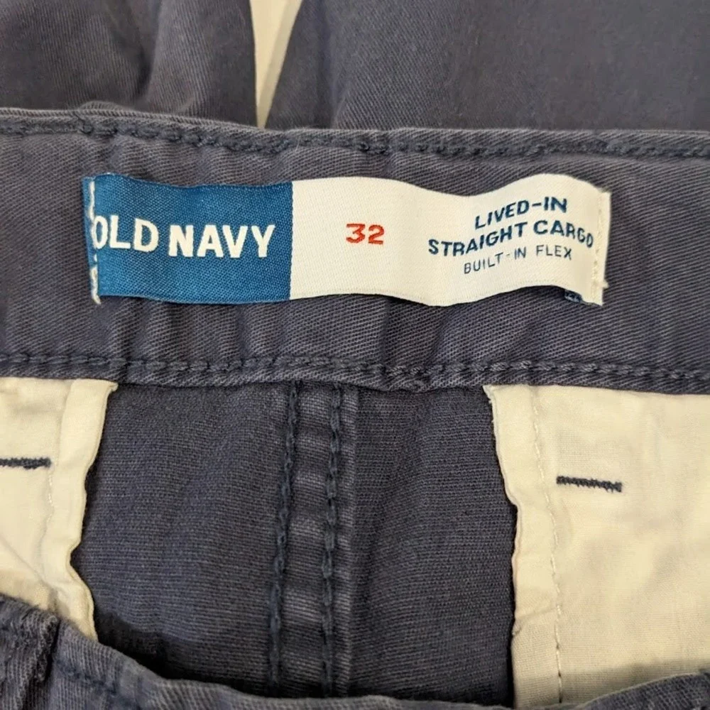 Old Navy Mens Lived-In Straight‎ Cargo Shorts Size 32 Navy Blue Cotton Twill NWT